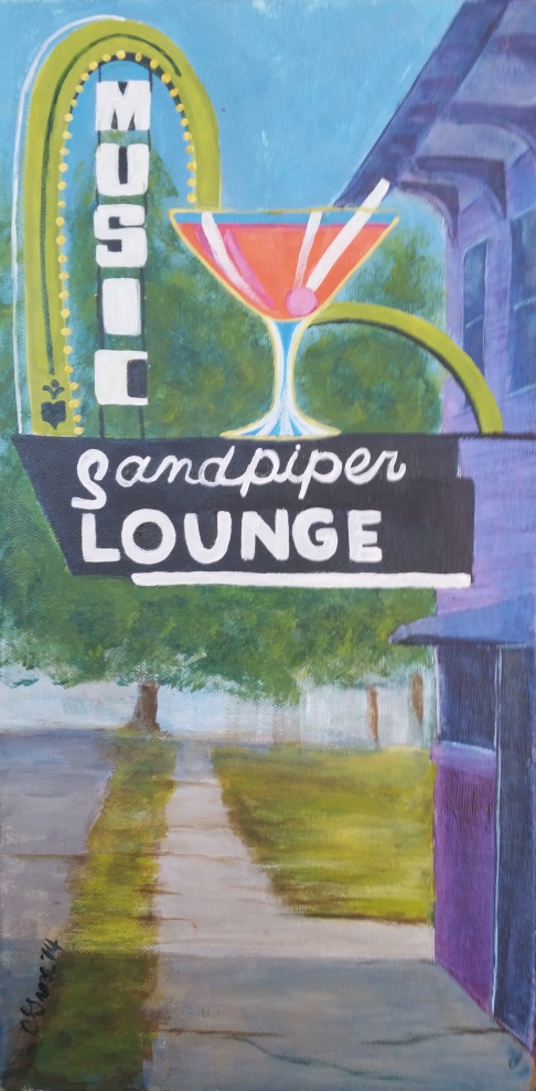 The Sandpiper Lounge on Louisiana by Cheryl Anne Grace | Acrylic on 1 1/2 The Sandpiper Lounge on Louisiana